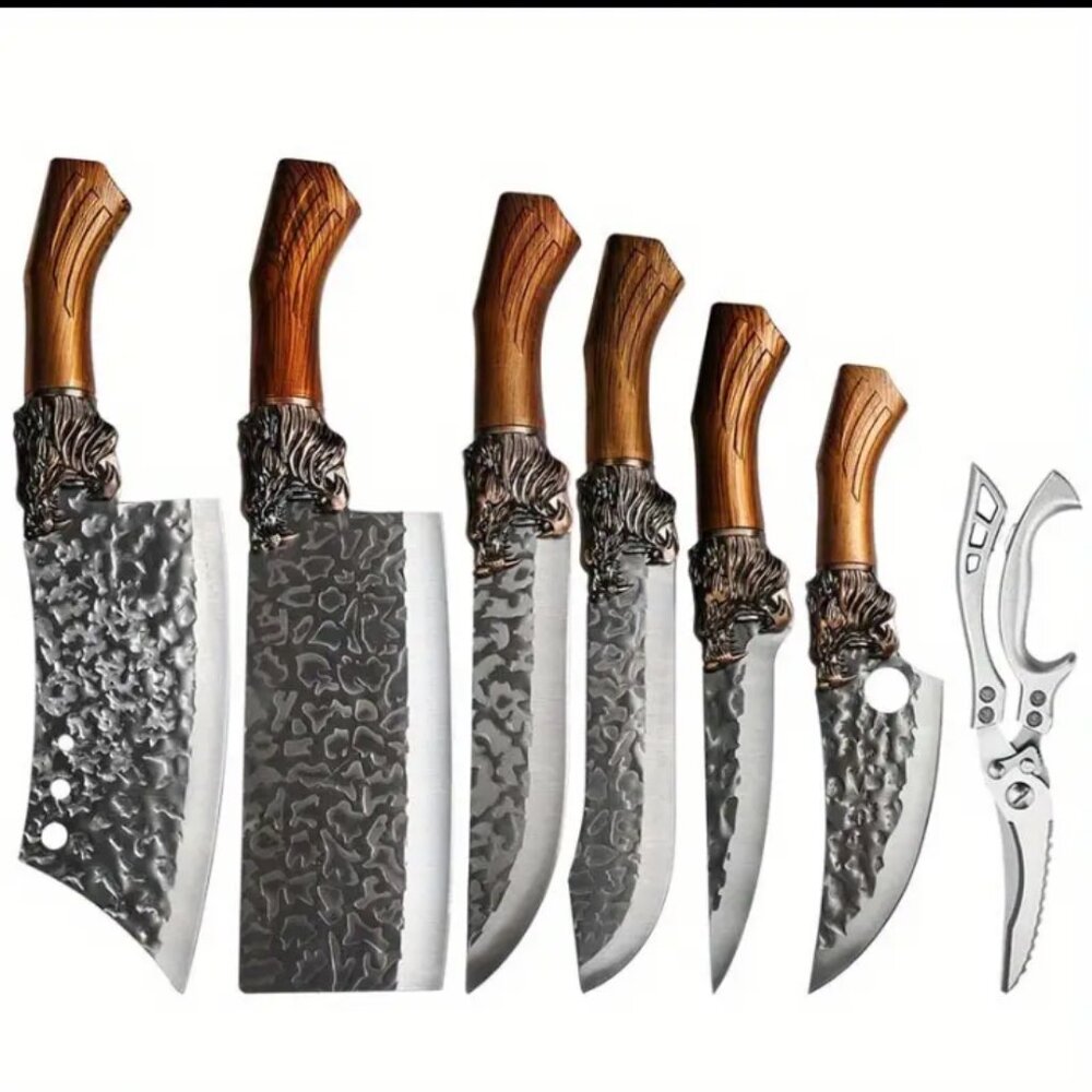 Beautiful 7pc Kitchen Knife Set With Scissors (plastic handle)